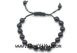 CGB8703 8mm,10mm round black onyx adjustable macrame bracelets