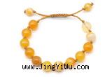 CGB8709 8mm,10mm round yellow banded agate adjustable macrame bracelets