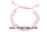 CGB8741 8mm,10mm round rose quartz adjustable macrame bracelets