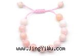 CGB8765 8mm,10mm round pink opal adjustable macrame bracelets