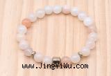 CGB8864 8mm, 10mm pink aventurine, drum & rondelle hematite beaded bracelets