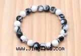CGB8874 8mm, 10mm black & white jasper, drum & rondelle hematite beaded bracelets