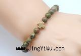 CGB8917 8mm, 10mm unakite & cross hematite power beads bracelets