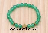 CGB8922 8mm, 10mm green agate, cross & rondelle hematite beaded bracelets