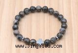 CGB8938 8mm, 10mm grey opal, cross & rondelle hematite beaded bracelets