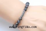 CGB8968 8mm, 10mm grey opal & rondelle hematite beaded bracelets