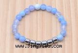 CGB8981 8mm, 10mm blue agate & drum hematite beaded bracelets