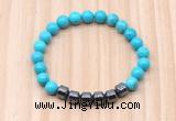 CGB9006 8mm, 10mm turquoise & drum hematite beaded bracelets