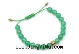CGB9022 8mm, 10mm green agate & drum hematite adjustable bracelets