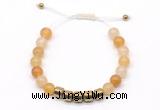 CGB9065 8mm, 10mm yellow aventurine & drum hematite adjustable bracelets
