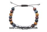 CGB9088 8mm, 10mm colorful tiger eye & drum hematite adjustable bracelets