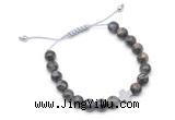 CGB9158 8mm, 10mm grey opal & cross hematite adjustable bracelets