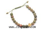 CGB9167 8mm, 10mm unakite & cross hematite adjustable bracelets