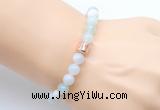 CGB9255 8mm, 10mm sea blue banded agate & drum hematite power beads bracelets