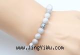 CGB9263 8mm, 10mm white crazy lace agate & drum hematite power beads bracelets