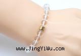 CGB9285 8mm, 10mm white crystal & drum hematite power beads bracelets