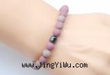CGB9326 8mm, 10mm matte pink wooden jasper & drum hematite power beads bracelets