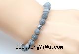 CGB9332 8mm, 10mm matte grey picture jasper & drum hematite power beads bracelets