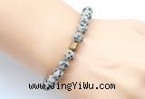 CGB9334 8mm, 10mm matte dalmatian jasper & drum hematite power beads bracelets