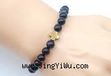 CGB9394 8mm, 10mm purple tiger eye & cross hematite power beads bracelets