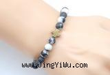 CGB9447 8mm, 10mm matte black & white jasper & cross hematite power beads bracelets