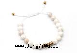 CGB9461 8mm, 10mm white howlite & rondelle hematite adjustable bracelets