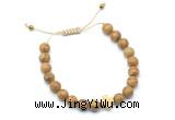 CGB9471 8mm, 10mm wooden jasper & cross hematite adjustable bracelets