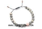 CGB9477 8mm, 10mm dalmatian jasper & cross hematite adjustable bracelets