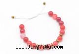 CGB9482 8mm, 10mm red banded agate & rondelle hematite adjustable bracelets