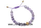 CGB9512 8mm, 10mm dogtooth amethyst & cross hematite adjustable bracelets