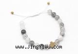 CGB9513 8mm, 10mm black rutilated quartz & cross hematite adjustable bracelets