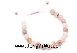 CGB9523 8mm, 10mm pink quartz & cross hematite adjustable bracelets