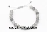 CGB9524 8mm, 10mm cloudy quartz & rondelle hematite adjustable bracelets