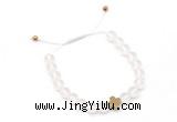 CGB9526 8mm, 10mm matte white crystal & cross hematite adjustable bracelets
