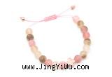 CGB9529 8mm, 10mm matte volcano cherry quartz & cross hematite adjustable bracelets