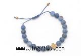 CGB9549 8mm, 10mm matte dumortierite & cross hematite adjustable bracelets