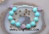 CGB9603 12mm round blue howlite & lavender amethyst adjustable bracelets