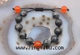CGB9803 12mm round black labradorite & candy jade adjustable bracelets