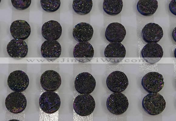 CGC110 12mm flat round druzy quartz cabochons wholesale