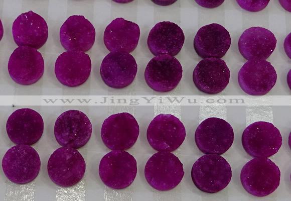 CGC112 14mm flat round druzy quartz cabochons wholesale