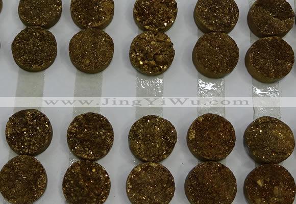 CGC130 18mm flat round druzy quartz cabochons wholesale