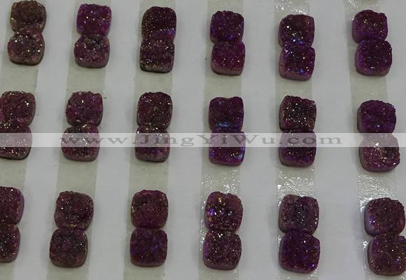 CGC214 10*10mm square druzy quartz cabochons wholesale