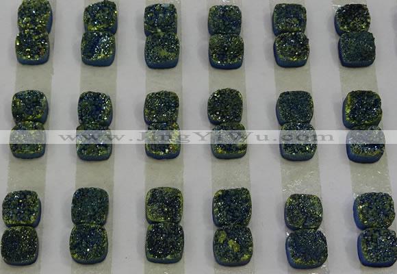 CGC218 10*10mm square druzy quartz cabochons wholesale