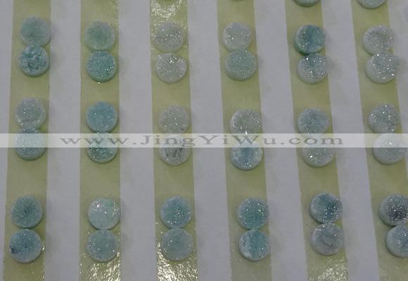 CGC81 8mm flat round druzy quartz cabochons wholesale