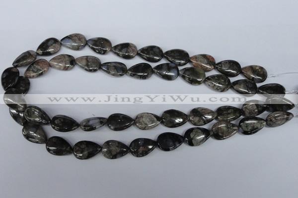 CGE07 15.5 inches 13*18mm flat teardrop glaucophane gemstone beads