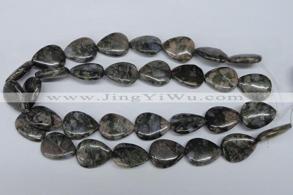 CGE08 15.5 inches 20*25mm flat teardrop glaucophane gemstone beads