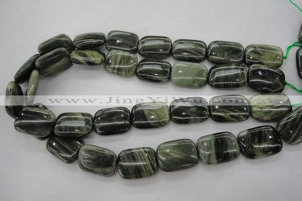 CGH30 15.5 inches 18*25mm rectangle green hair stone beads wholesale
