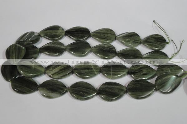 CGH35 15.5 inches 22*30mm twisted teardrop green hair stone beads
