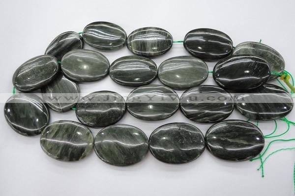 CGH50 15.5 inches 30*40mm oval green hair stone beads wholesale