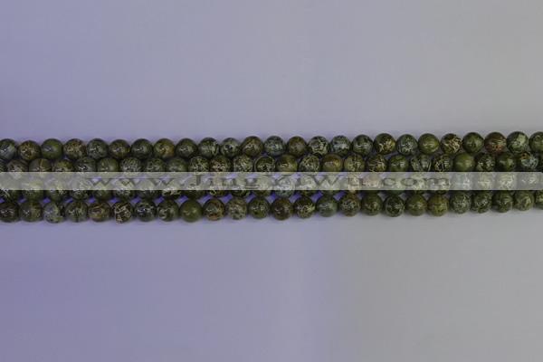 CGJ350 15.5 inches 4mm round green bee jasper beads wholesale